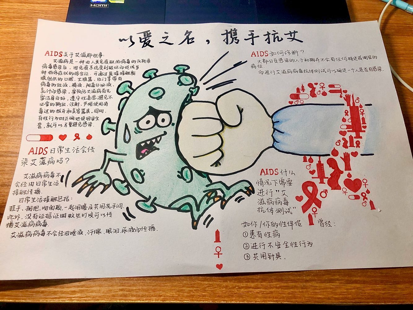 预防医学系顺利举办防艾手抄报大赛