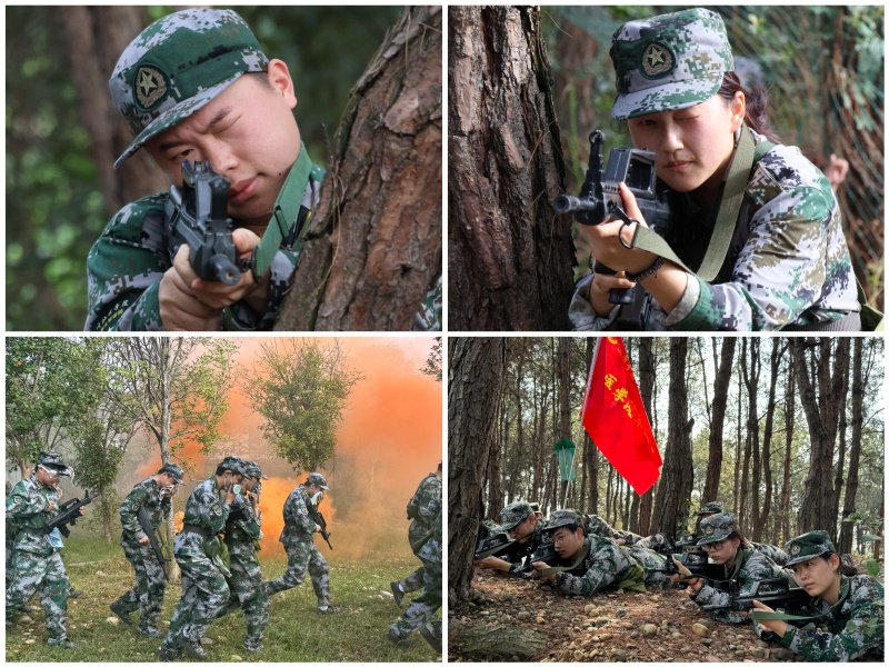 学校军训团开展行军拉练活动