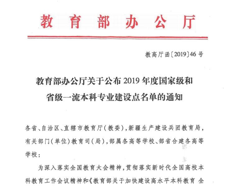 我校八个专业获批为省级一流本科专业建设点