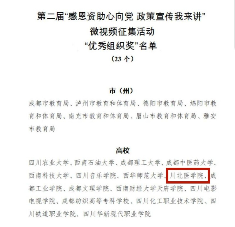 喜报！我校在四川省第二届“感恩资助心向党 政策宣传我来讲”微视频征集活动中再获佳绩