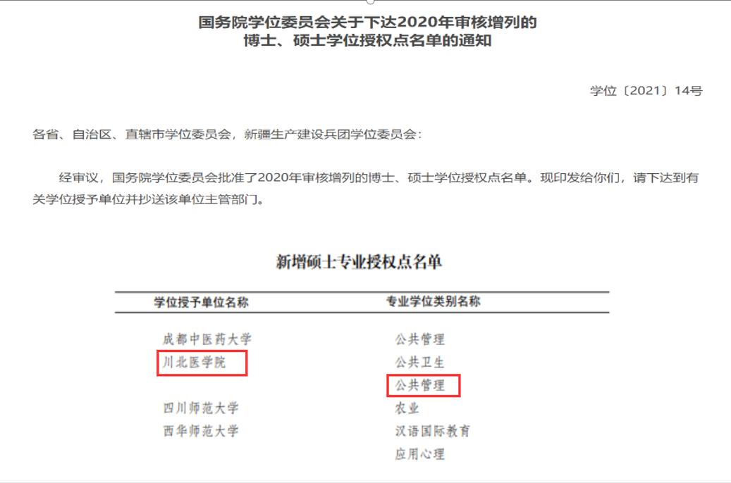 我院获得公共管理硕士专业学位授权点