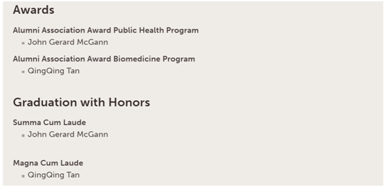 我校教师谭青青获得萨鲁斯大学“校友会奖”及“优秀毕业生”荣誉称号