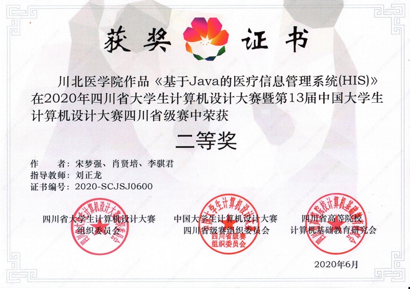 我校学子在2020年四川省大学生计算机设计大赛中喜获佳绩