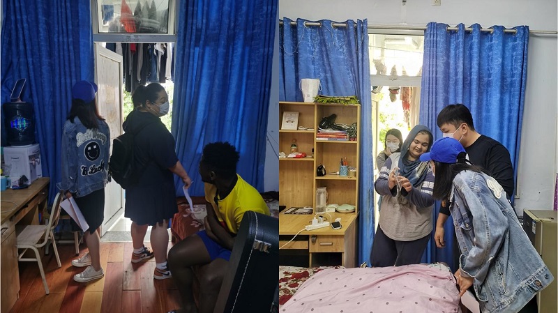 国际教育交流学院开展夏季留学生寝室卫生及安全检查